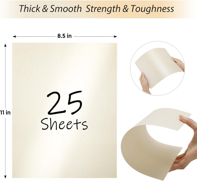 CREGEAR 25 Sheets Cream Shimmer Cardstock Printer Paper 8.5 x 11, 78lb/210gsm Glossy Card Stock, Premium Pearl Cardstock, Double Side Pearlescent Paper for DIY Craft, Christmas Card Making, Invitation - Image 2